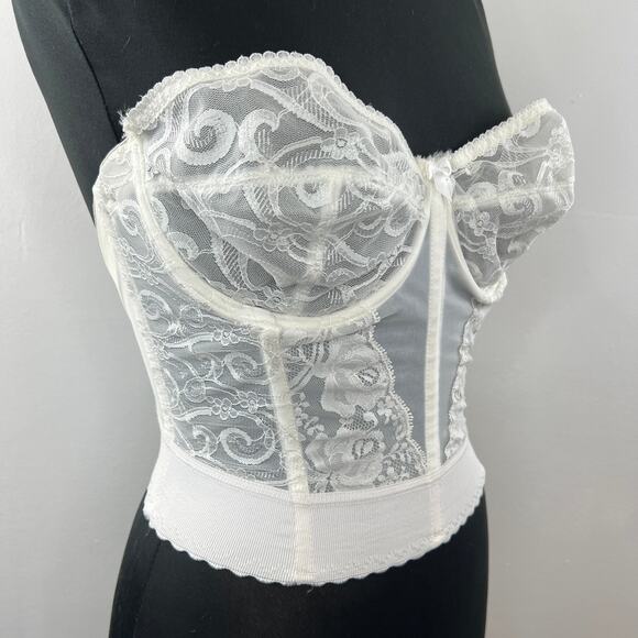 VINTAGE Goddess White Ivory Bodice Strapless Underwire Bustier Size 34DD - Picture 3 of 6